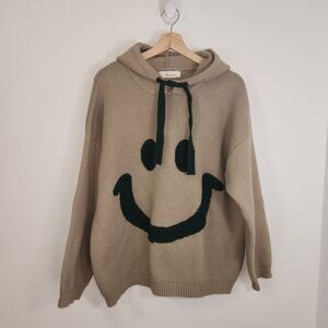Alicedudu Smiley Face Emoji Oversized Heavyweight Hoodie Sweater MEDIUM